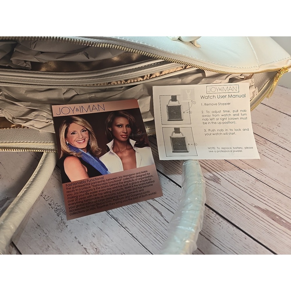 JOY & IMAN Genuine Leather‎ Satchel Tote Purse Hand Shoulder Bag *new* - Picture 8 of 9
